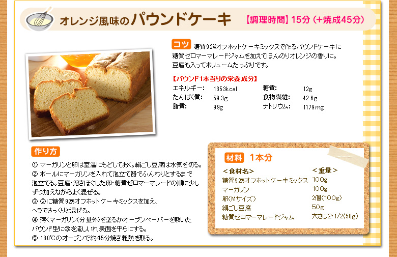 オレンジ風味のパウンドケーキ