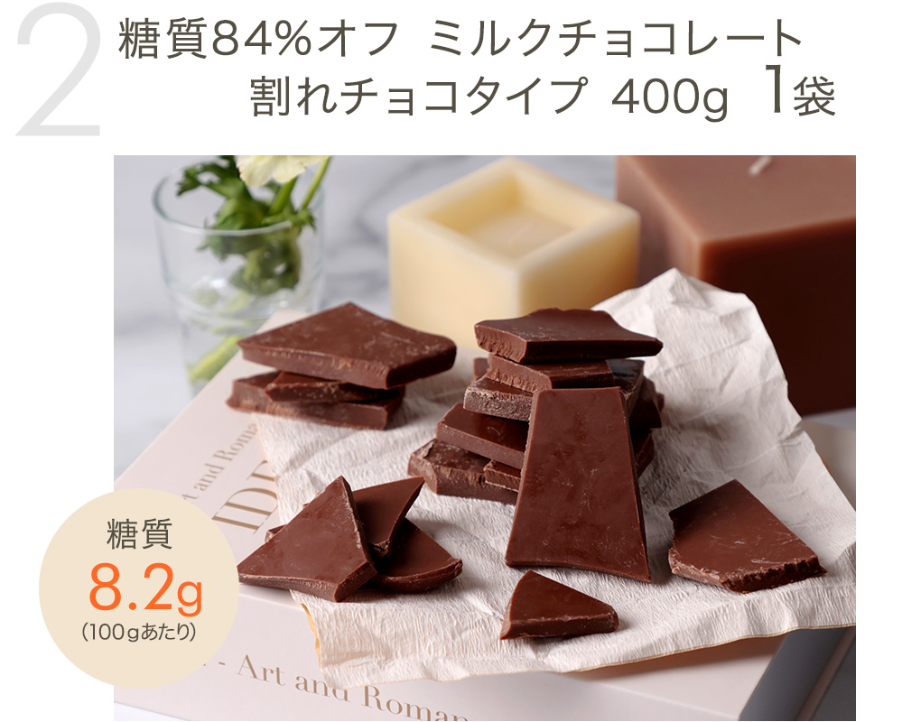 糖質84%オフ ミルクチョコレート 割れチョコタイプ 400g×2袋